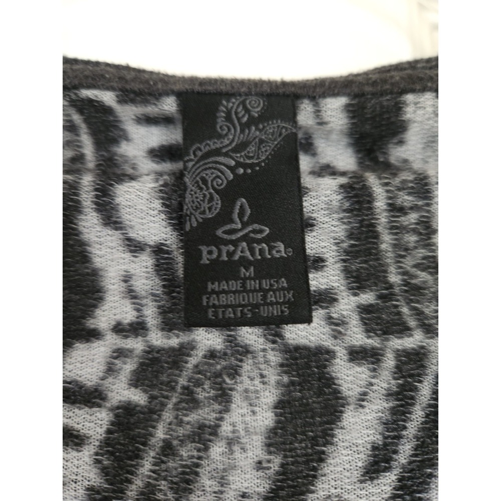 Prana Womens M Gray Geometric Tribal Print Open Front Hooded Cardigan Sweater - Picture 3 of 9